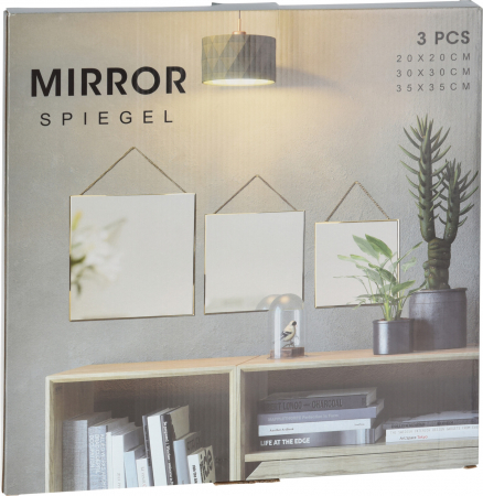 Mobilier hol - Set Oglinzi Decorative de Perete, 3 Dimensiuni, Ramă Aurie