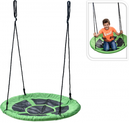 Mobilier Gradina - Leagăn tip cuib pentru copii, rotund, Ø100 cm, verde-negru