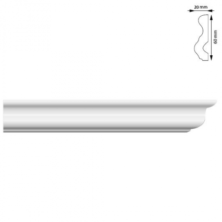Plinte, izolatii si accesorii parchet - BAGHETA LINII, 60X20 MM, 2 M