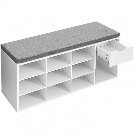 BANCA DEPOZITARE INCALTAMINTE, PANTOFAR PENTRU HOL, VASAGLE, PAL, 10 RAFTURI, 1 SERTAR, ALB, 104X30X48 CM [2]