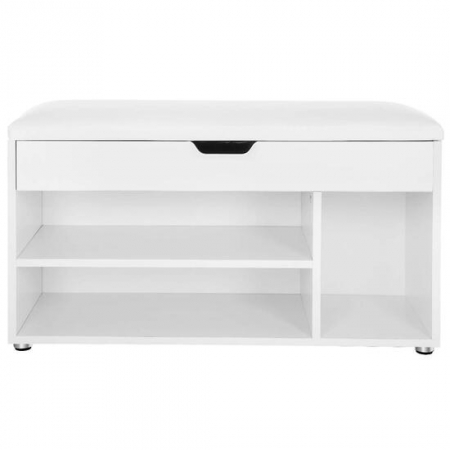 Hol - BANCA DEPOZITARE INCALTAMINTE, PANTOFAR PENTRU HOL, VASAGLE, PAL, 3 RAFTURI, ALB, 80X30X44 CM