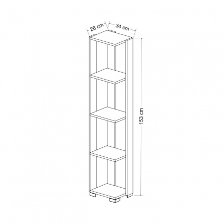 BIBLIOTECA, PAL MELAMINAT, 4 RAFTURI, ANTRACIT SI NATUR, 34X26X153 CM, NARROW, MINAR [1]