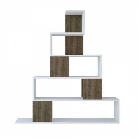 Mobila living si biblioteci - BIBLIOTECA, PAL MELAMINAT, ALB SI NATUR, 120X22X130 CM, PYRAMID, MINAR