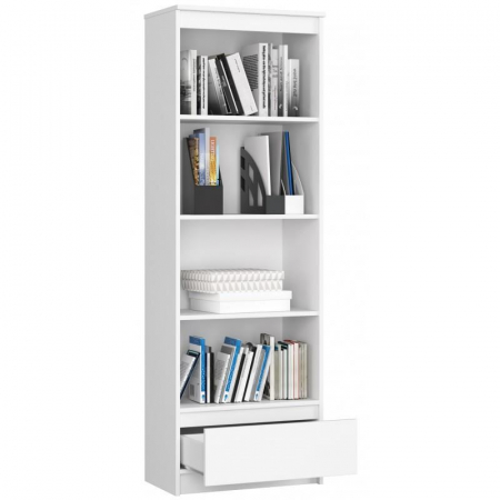 BIBLIOTECA, PLACA LAMINATA, 1 SERTAR, 4 RAFTURI, ALB, 60X35X180 CM  [2]