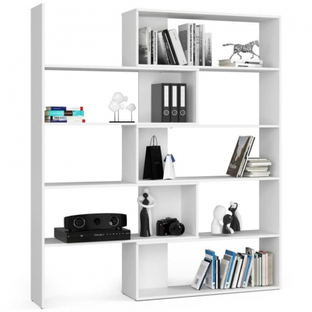 BIBLIOTECA, PLACA LAMINATA, 2 MODULE, 2X5 RAFTURI, ALB, 182 CM, TWIST [3]