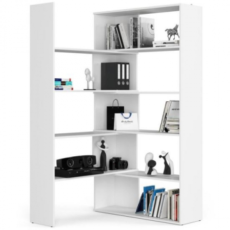 Mobila living si biblioteci - BIBLIOTECA, PLACA LAMINATA, 2 MODULE, 2X5 RAFTURI, ALB, 182 CM, TWIST
