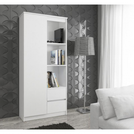 BIBLIOTECA, PLACA LAMINATA, 2 SERTARE, 7 RAFTURI, ALB, 80X35X180 CM  [2]