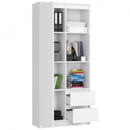 BIBLIOTECA, PLACA LAMINATA, 2 SERTARE, 7 RAFTURI, ALB, 80X35X180 CM  [3]