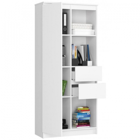 BIBLIOTECA, PLACA LAMINATA, 2 SERTARE LA MIJLOC, 7 RAFTURI, 1 USA, ALB, 80X35X180 CM  [3]