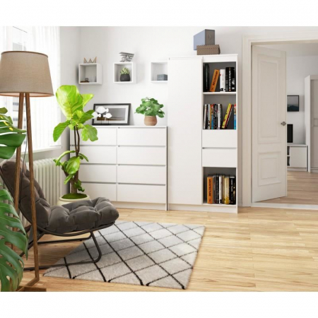 BIBLIOTECA, PLACA LAMINATA, 2 SERTARE LA MIJLOC, 7 RAFTURI, 1 USA, ALB, 80X35X180 CM  [1]