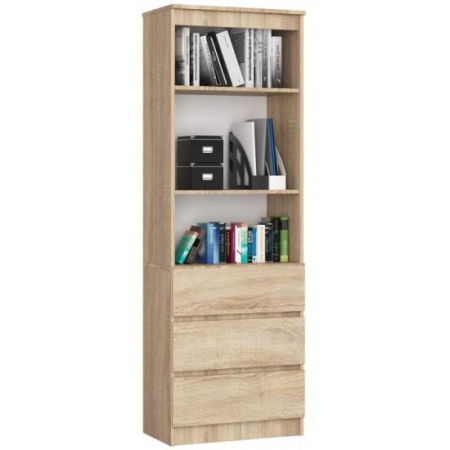 Mobila living si biblioteci - BIBLIOTECA, PLACA LAMINATA, 3 SERTARE, 3 RAFTURI, STEJAR, 60X35X180 CM