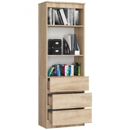 BIBLIOTECA, PLACA LAMINATA, 3 SERTARE, 3 RAFTURI, STEJAR, 60X35X180 CM [3]