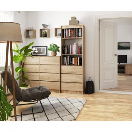 BIBLIOTECA, PLACA LAMINATA, 3 SERTARE, 3 RAFTURI, STEJAR, 60X35X180 CM [1]