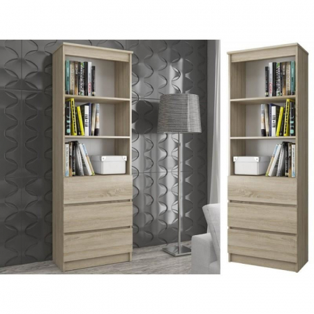 BIBLIOTECA, PLACA LAMINATA, 3 SERTARE, 3 RAFTURI, STEJAR, 60X35X180 CM [2]
