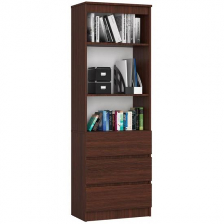 Living - BIBLIOTECA, PLACA LAMINATA, 3 SERTARE, 3 RAFTURI, WENGE, 60X35X180 CM