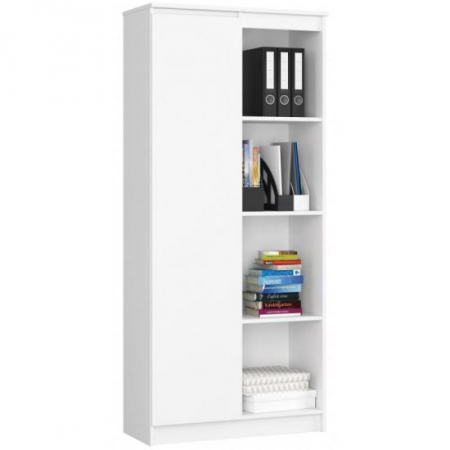 Mobila living si biblioteci - BIBLIOTECA, PLACA LAMINATA, 8 RAFTURI, 1 USA, ALB, 80X35X180 CM