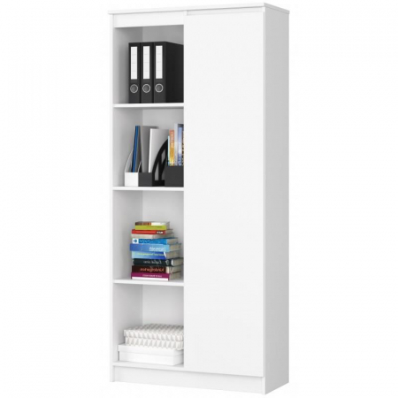 BIBLIOTECA, PLACA LAMINATA, 8 RAFTURI, 1 USA, ALB, 80X35X180 CM [4]