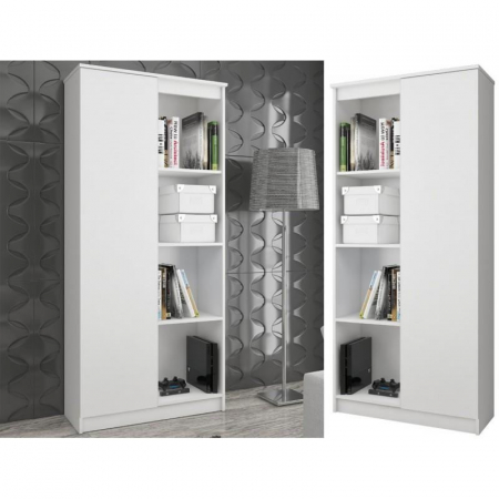BIBLIOTECA, PLACA LAMINATA, 8 RAFTURI, 1 USA, ALB, 80X35X180 CM [2]