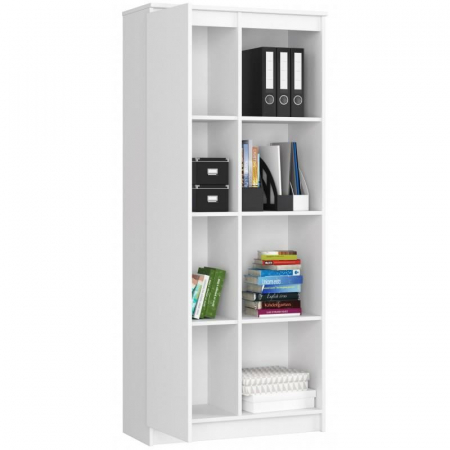 BIBLIOTECA, PLACA LAMINATA, 8 RAFTURI, 1 USA, ALB, 80X35X180 CM [5]
