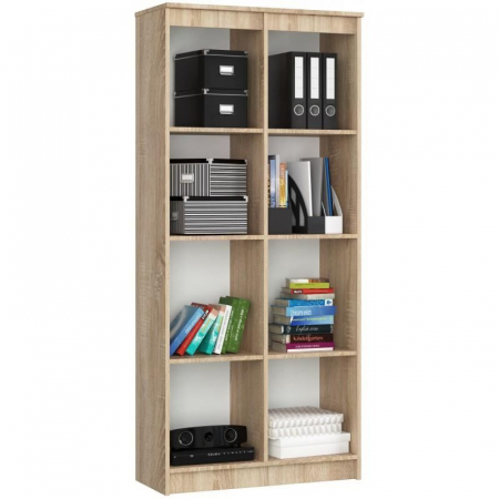 BIBLIOTECA, PLACA LAMINATA, 8 RAFTURI, 1 USA, STEJAR, 80X35X180 CM [3]