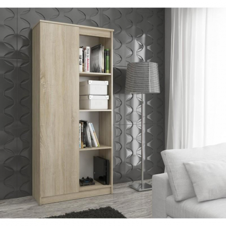 BIBLIOTECA, PLACA LAMINATA, 8 RAFTURI, 1 USA, STEJAR, 80X35X180 CM [2]