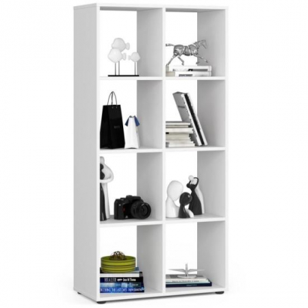 Living - BIBLIOTECA, PLACA LAMINATA, 8 RAFTURI, ALB, 70.5X33X144 CM, QUAD