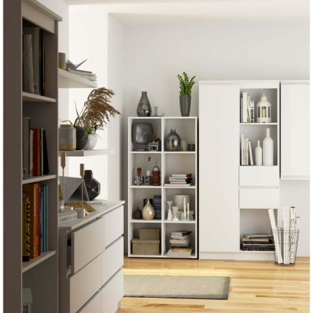 BIBLIOTECA, PLACA LAMINATA, 8 RAFTURI, ALB, 70.5X33X144 CM, QUAD [2]