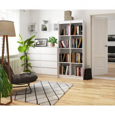 BIBLIOTECA, PLACA LAMINATA, 8 RAFTURI, ALB, 80X35X180 CM [1]