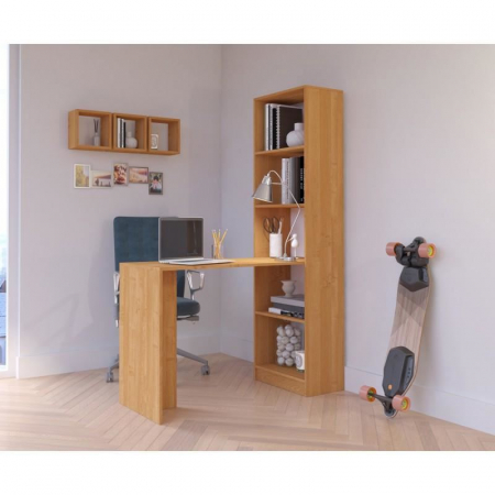 BIROU CALCULATOR CU BIBLIOTECA, PLACA LAMINATA, 5 RAFTURI, ARIN, 125X50X180 CM, SMART [2]