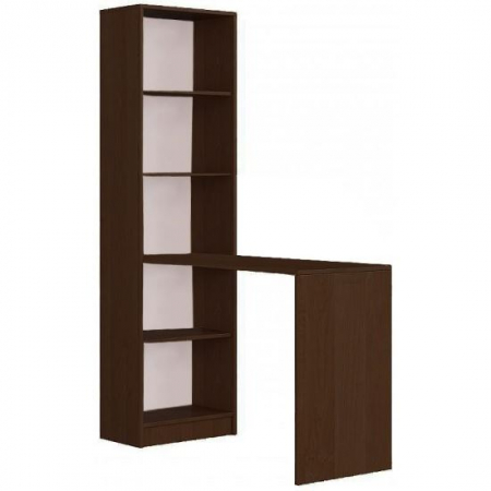 Birouri - BIROU CALCULATOR CU BIBLIOTECA, PLACA LAMINATA, 5 RAFTURI, WENGE, 125X50X180 CM, SMART