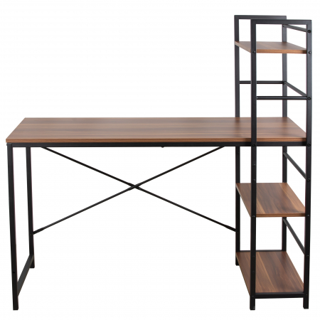 Birou - Birou calculator, Jumi, pal melaminat, otel, 3 rafturi, natur si negru, 120x52x120 cm