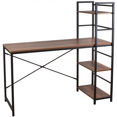 Birou calculator, Jumi, pal melaminat, otel, 3 rafturi, natur si negru, 120x52x120 cm [1]