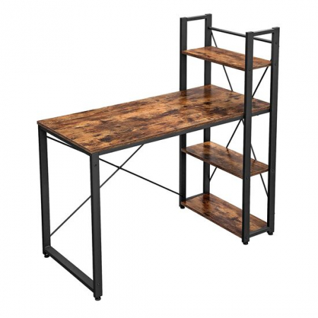 Amenajari Interioare - BIROU CALCULATOR, MUFART, PAL SI OTEL, 3 RAFTURI, MARO RUSTIC, MAX 50 KG, 120X60X120 CM
