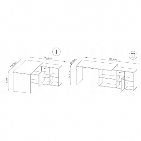 BIROU CALCULATOR PE COLT, MDF, 1 SERTAR, 6 RAFTURI, STEJAR, 139X136X74.2 CM, JUMI [1]