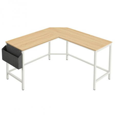 Birouri - BIROU CALCULATOR PE COLT, VASAGLE, PAL SI OTEL, BUZUNAR LATERAL, NATUR, MAX 50 KG, 135X135X76 CM