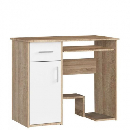 Birouri - BIROU CALCULATOR, PLACA LAMINATA, 1 SERTAR, 3 RAFTURI, STEJAR SI ALB, 90X50X74 CM