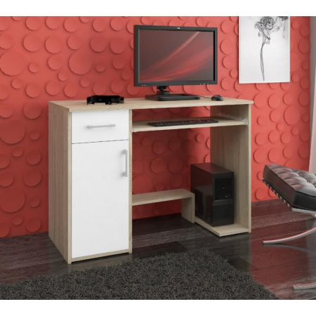 BIROU CALCULATOR, PLACA LAMINATA, 1 SERTAR, 3 RAFTURI, STEJAR SI ALB, 90X50X74 CM [1]