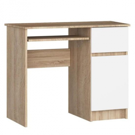 Birouri - BIROU CALCULATOR, PLACA LAMINATA, 1 SERTAR, 3 RAFTURI, STEJAR SI ALB, 90X50X77 CM, PIXEL