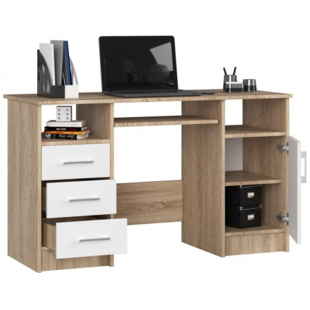BIROU CALCULATOR, PLACA LAMINATA, 3 SERTARE, 5 RAFTURI, STEJAR SI ALB, 124X52X74 CM, ANA [2]