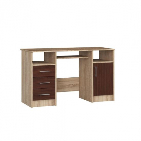 Birouri - BIROU CALCULATOR, PLACA LAMINATA, 3 SERTARE, 5 RAFTURI, STEJAR SI WENGE, 124X52X74 CM, ANA
