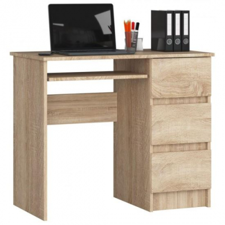 Birouri - BIROU CALCULATOR, PLACA LAMINATA, 3 SERTARE DREAPTA, 1 RAFT, STEJAR, 90X50X77 CM