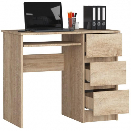 BIROU CALCULATOR, PLACA LAMINATA, 3 SERTARE DREAPTA, 1 RAFT, STEJAR, 90X50X77 CM [2]