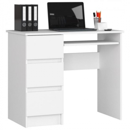 Birouri - BIROU CALCULATOR, PLACA LAMINATA, 3 SERTARE, STANGA, 1 RAFT, ALB, 90X50X77 CM