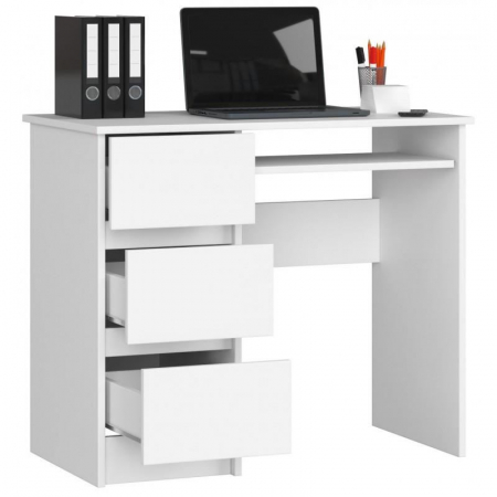 BIROU CALCULATOR, PLACA LAMINATA, 3 SERTARE, STANGA, 1 RAFT, ALB, 90X50X77 CM [2]