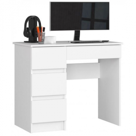 Birouri - BIROU CALCULATOR, PLACA LAMINATA, 4 SERTARE, STANGA, ALB, 90X50X77 CM