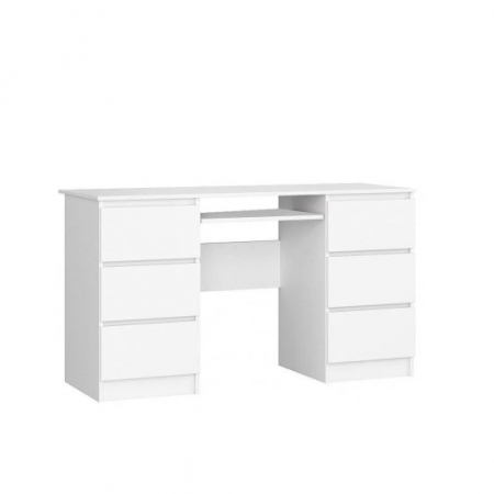 Amenajari Interioare - BIROU CALCULATOR, PLACA LAMINATA, 6 SERTARE, 1 RAFT, ALB, 135X50X77 CM