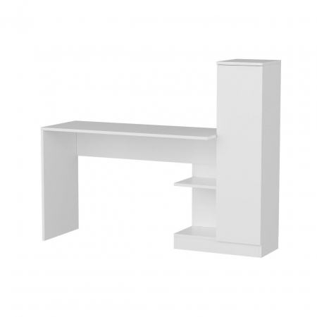 BIROU CU BIBLIOTECA, PAL MELAMINAT, 6 RAFTURI, ALB, 148X45X120 CM, MATILDA, MINAR [4]