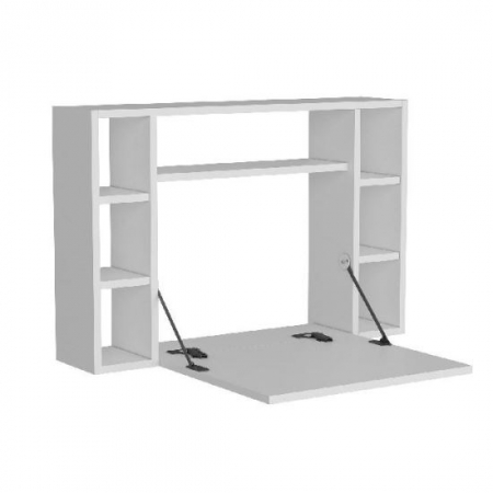 Birouri - BIROU CU BIBLIOTECA, PLIABIL, SUSPENDAT, PAL MELAMINAT, 7 RAFTURI, ALB, 90X20X60 CM, OMEGA, MINAR