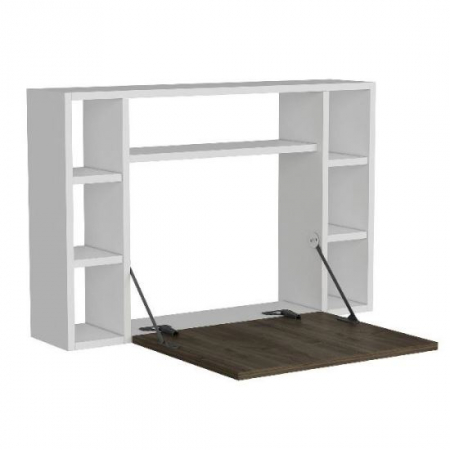 Birouri - BIROU CU BIBLIOTECA, PLIABIL, SUSPENDAT, PAL MELAMINAT, 7 RAFTURI, ALB SI MARO, 90X20X60 CM, OMEGA, MINAR