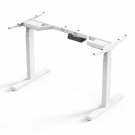 BIROU ERGONOMIC REGLABIL CU 2 MOTOARE, CADRU ALB, BLAT ALB PREMIUM 1580X800X25 MM [3]